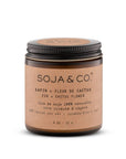 Chandelle de cire de soja naturelle SOJA&CO., au parfum sapin et fleur de cactus, pot ambré réutilisable