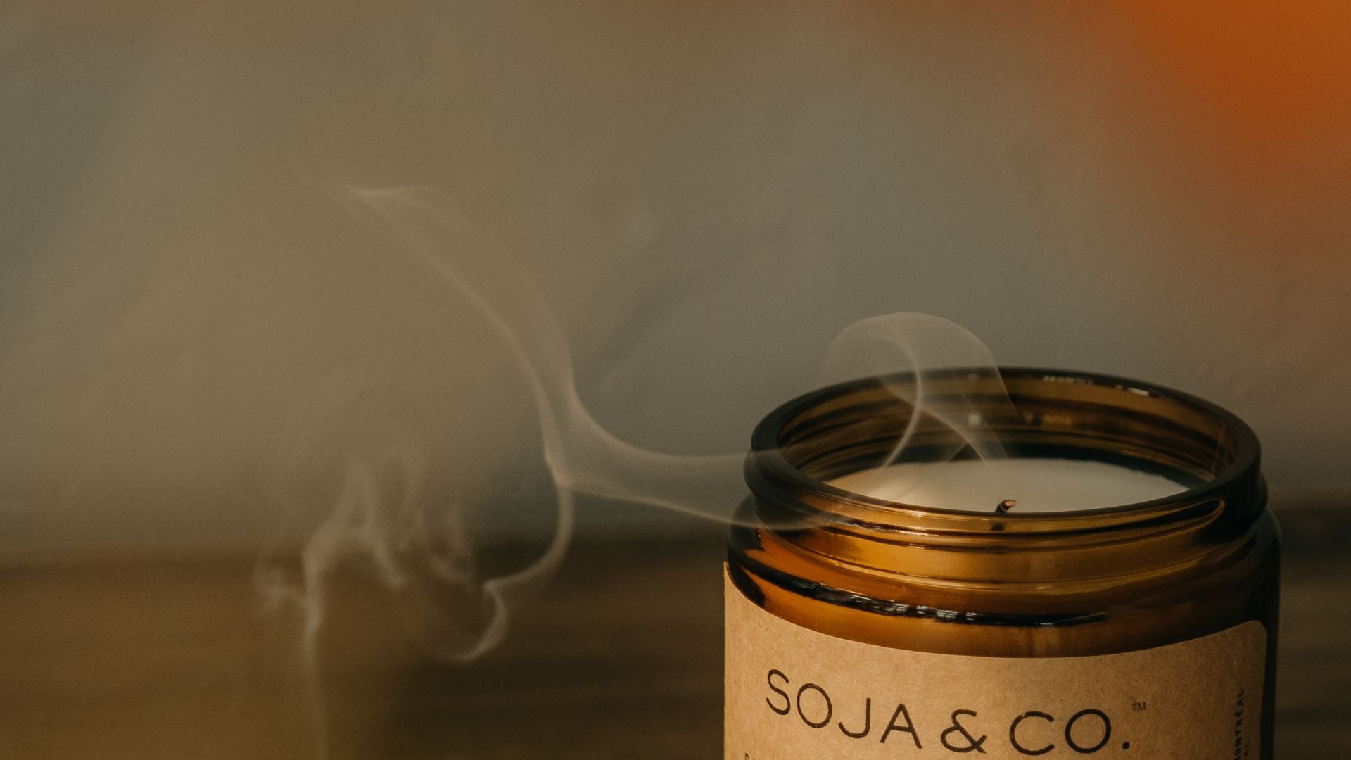 Chandelle de cire de soja naturelle, pot ambré réutilisable