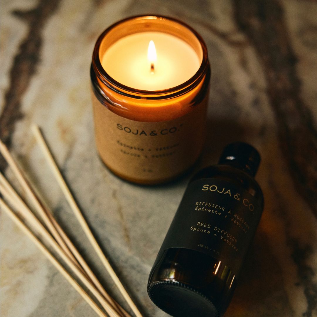 Bougie | Épinette + Vétiver - SOJA&CO.