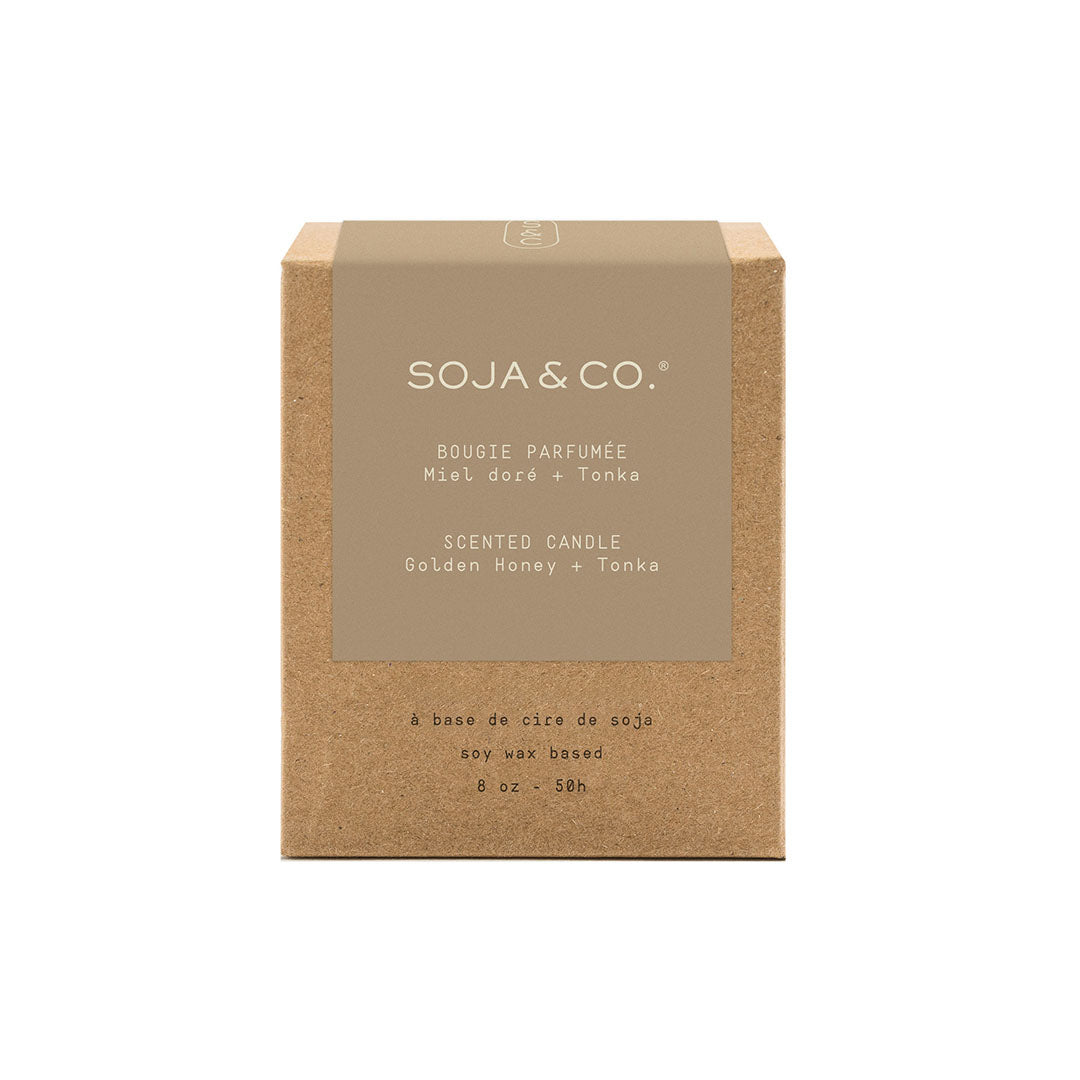 Boite bougie 8 oz Miel doré &amp; Tonka - SOJA&amp;CO.