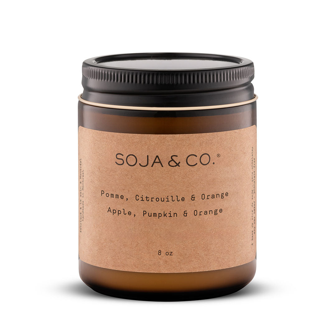 Bougie 8 oz Pomme, Citrouille &amp; Orange - SOJA&amp;CO.