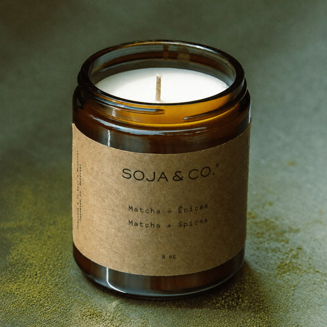 Bougie 8 oz Matcha + Épices sans emballage - SOJA&amp;CO.