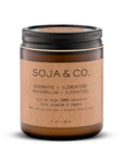 Chandelle de cire de soja naturelle SOJA&CO., au parfum guimauve et clémentine, pot ambré réutilisable