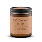 Chandelle en cire de soja SOJA&CO. parfum oud et pomme, pot ambré réutilisable de 8 oz