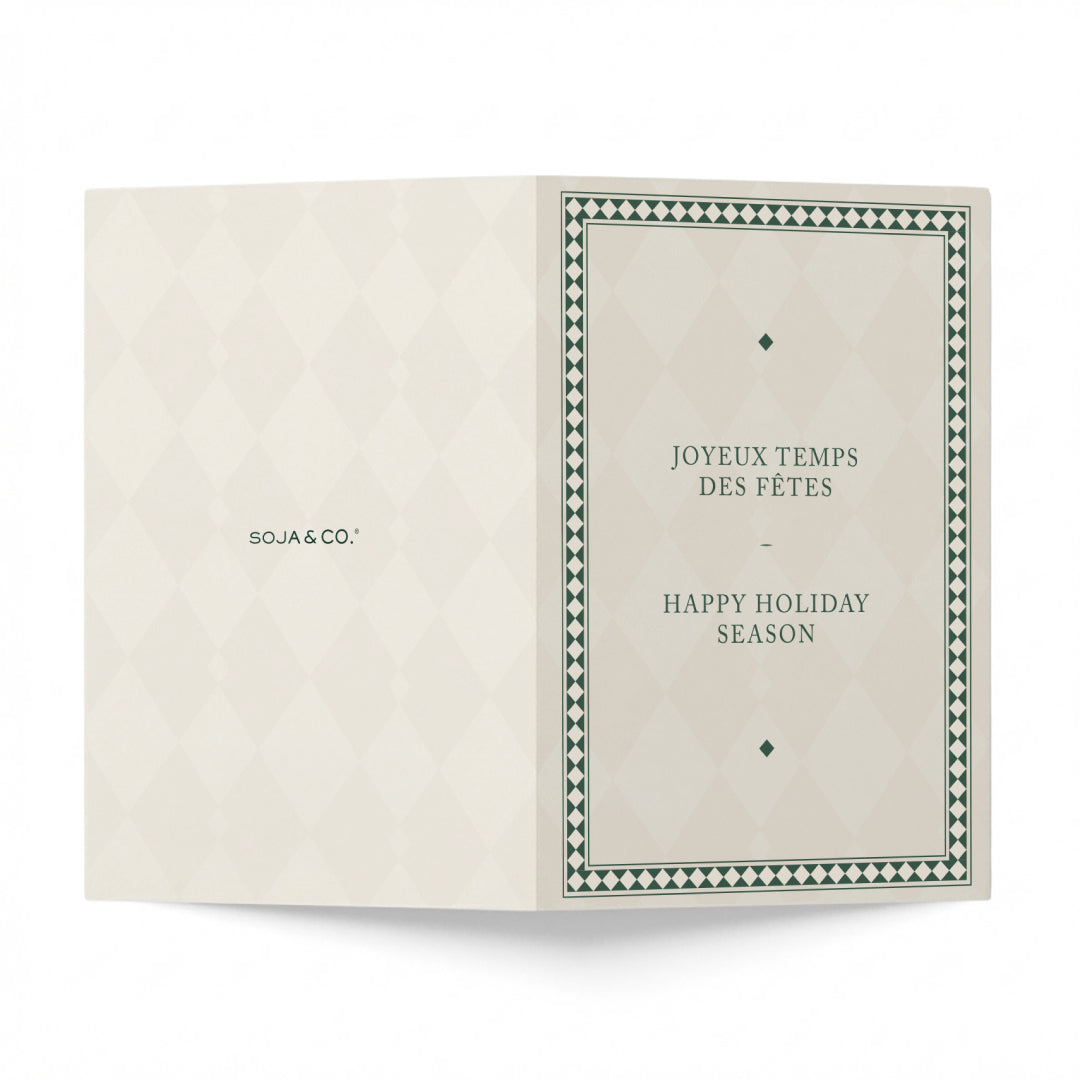 carte de souhaits Joyeux temps des fêtes, pliée SOJA&CO.