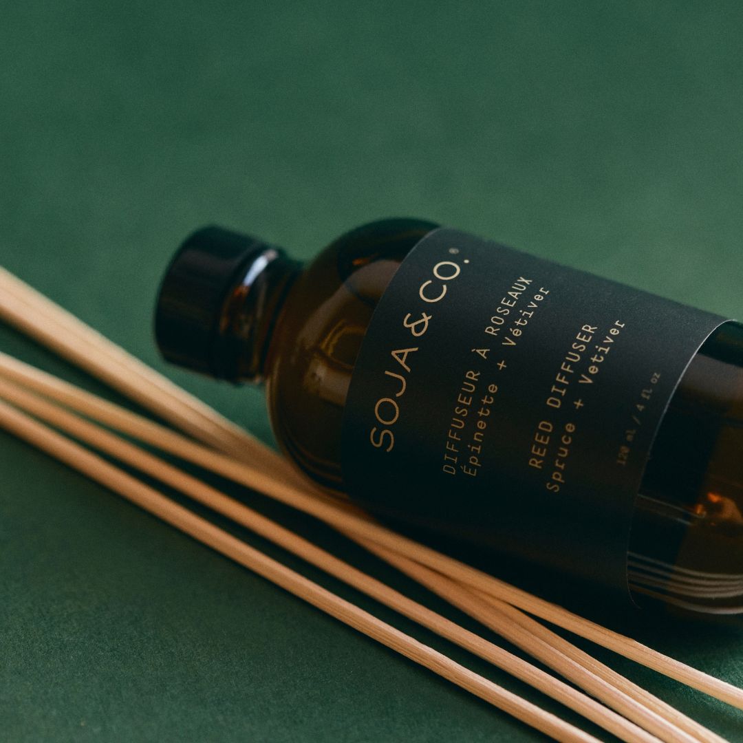 Diffuseur à roseaux | Épinette + Vétiver - SOJA&amp;CO.