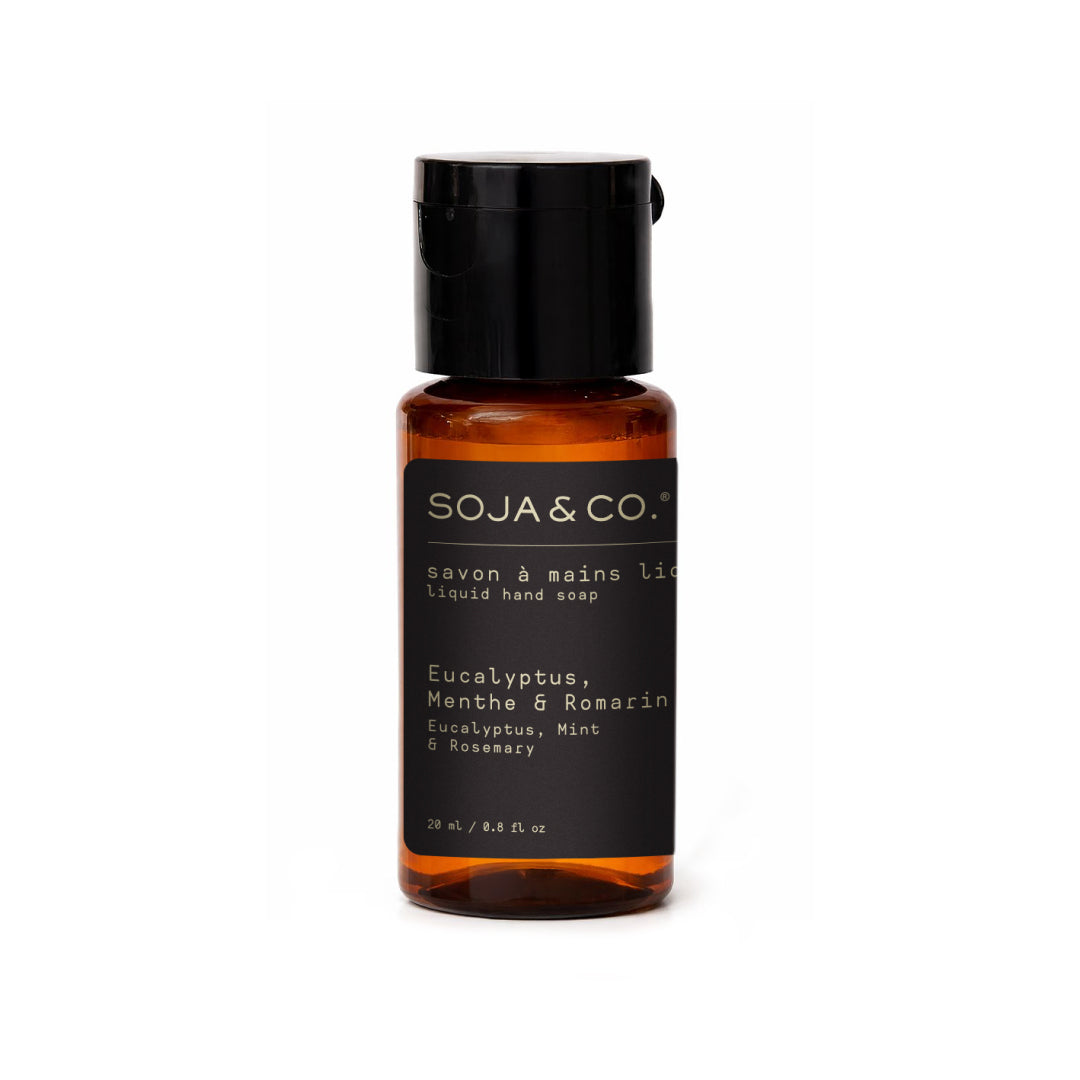Échantillon de savon à mains liquide 20 ml | Eucalyptus, Menthe & Romarin - SOJA&CO.®