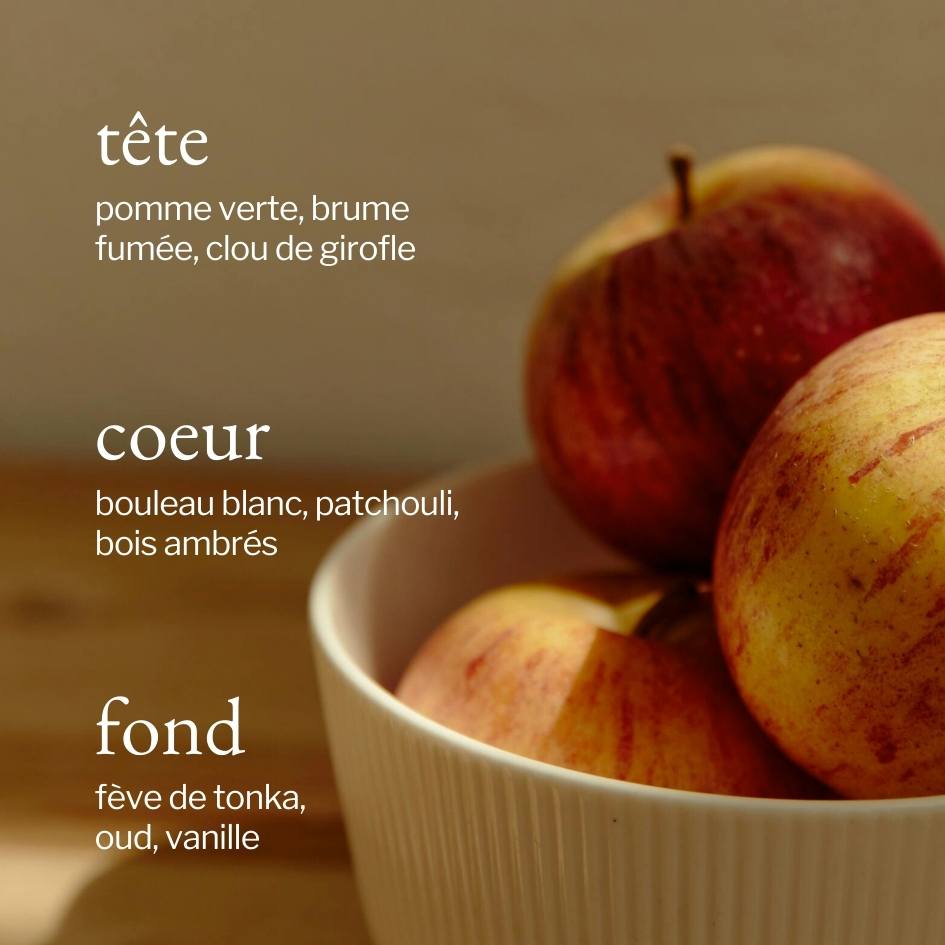 Notes de fragrance du parfum Oud + Pomme, SOJA&CO.