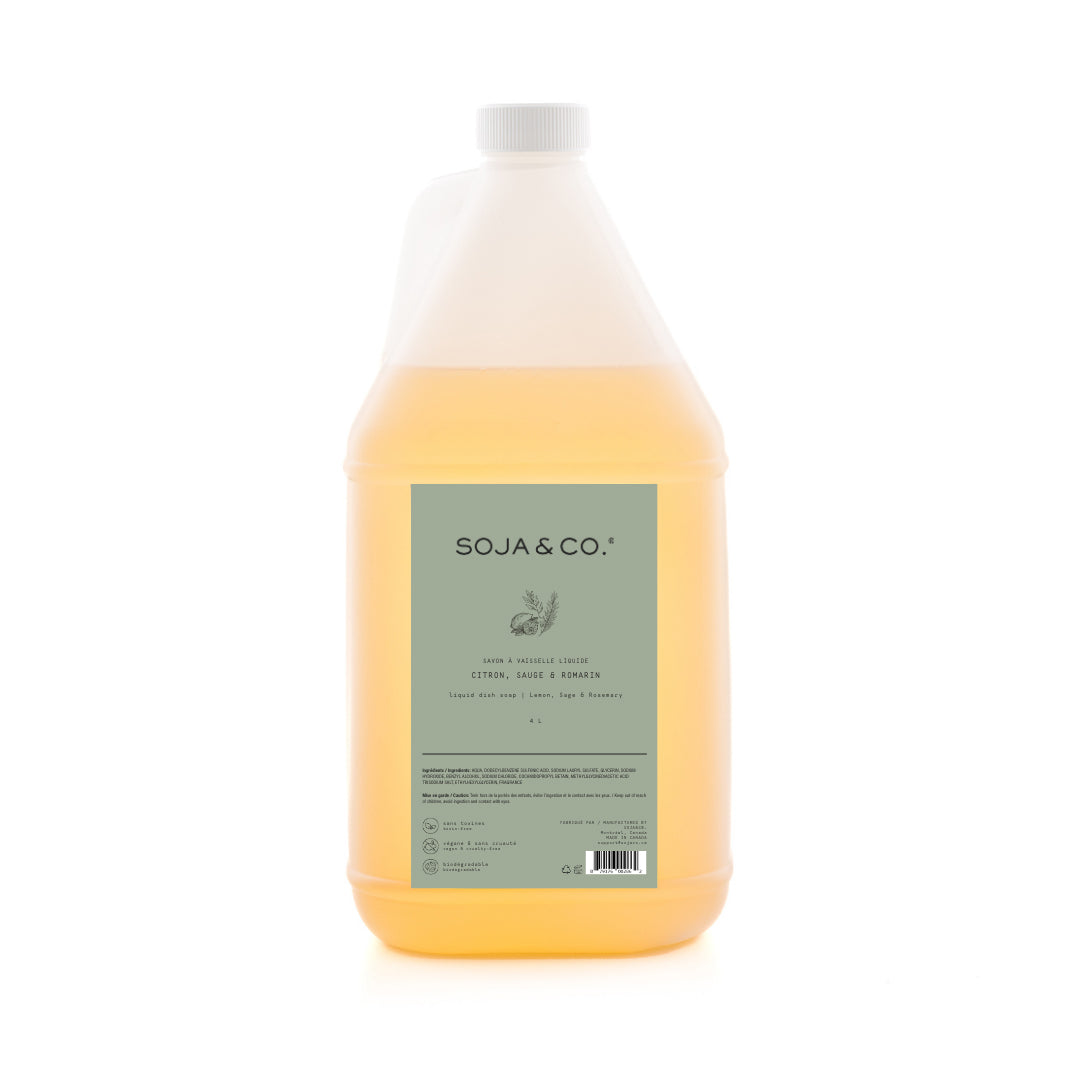 Savon à vaisselle liquide 4L | Citron, Sauge & Romarin - SOJA&CO.®